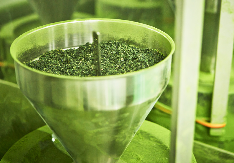 画像：茶葉を製粉する様子
